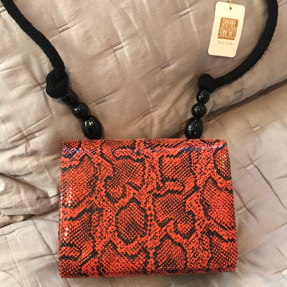 Embossed Python Calfskin Handbag - image 1